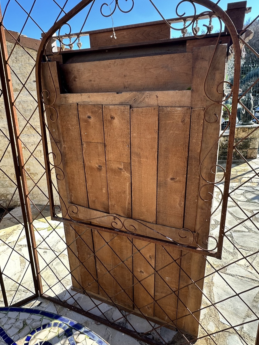 Imposant Miroir de cheminée en bois sculpté et peint Époque XIX eme siècle.-photo-3