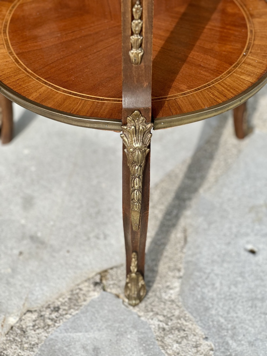 Small Louis XV Style Marquetry Pedestal Table, 20th Century..-photo-4
