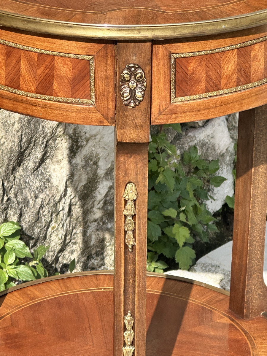 Small Louis XV Style Marquetry Pedestal Table, 20th Century..-photo-5