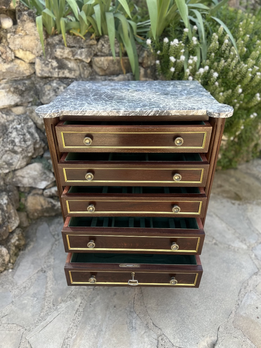 Small Louis XVI Style Mahogany Chiffonier XXeme Siècle Period.-photo-5