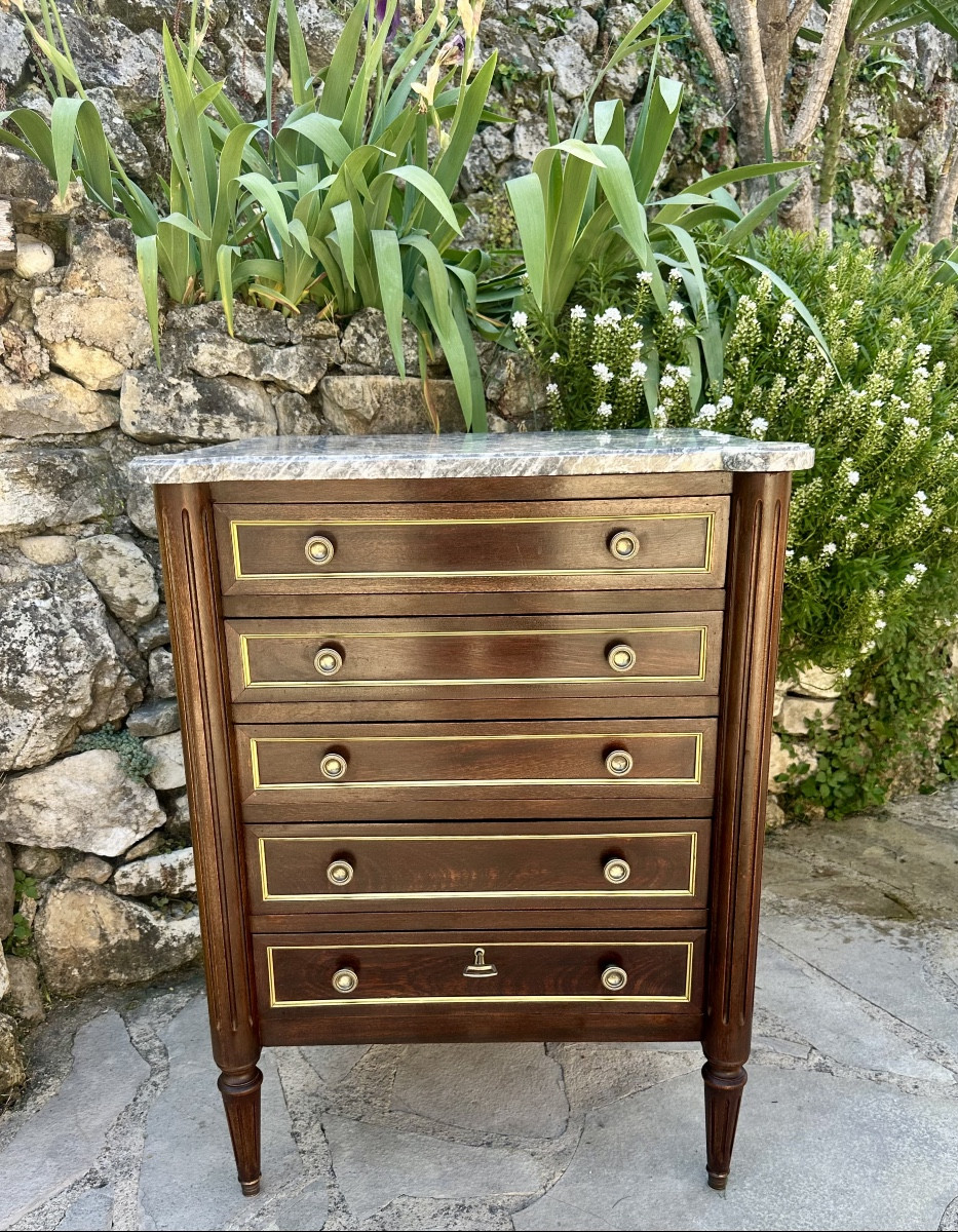 Small Louis XVI Style Mahogany Chiffonier XXeme Siècle Period.