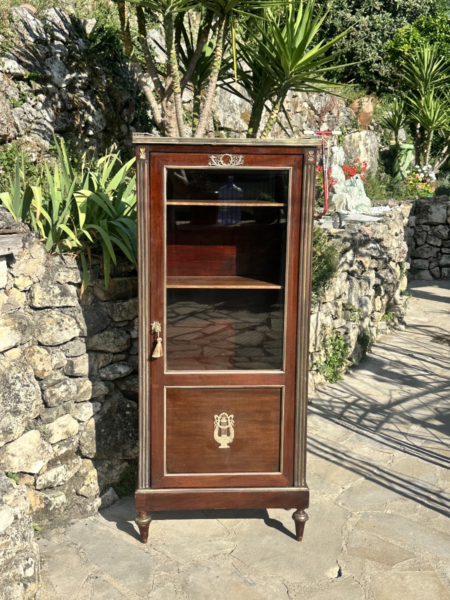 Small Mahogany Display Case In The Louis XVI Style From The 19th Century.-photo-3