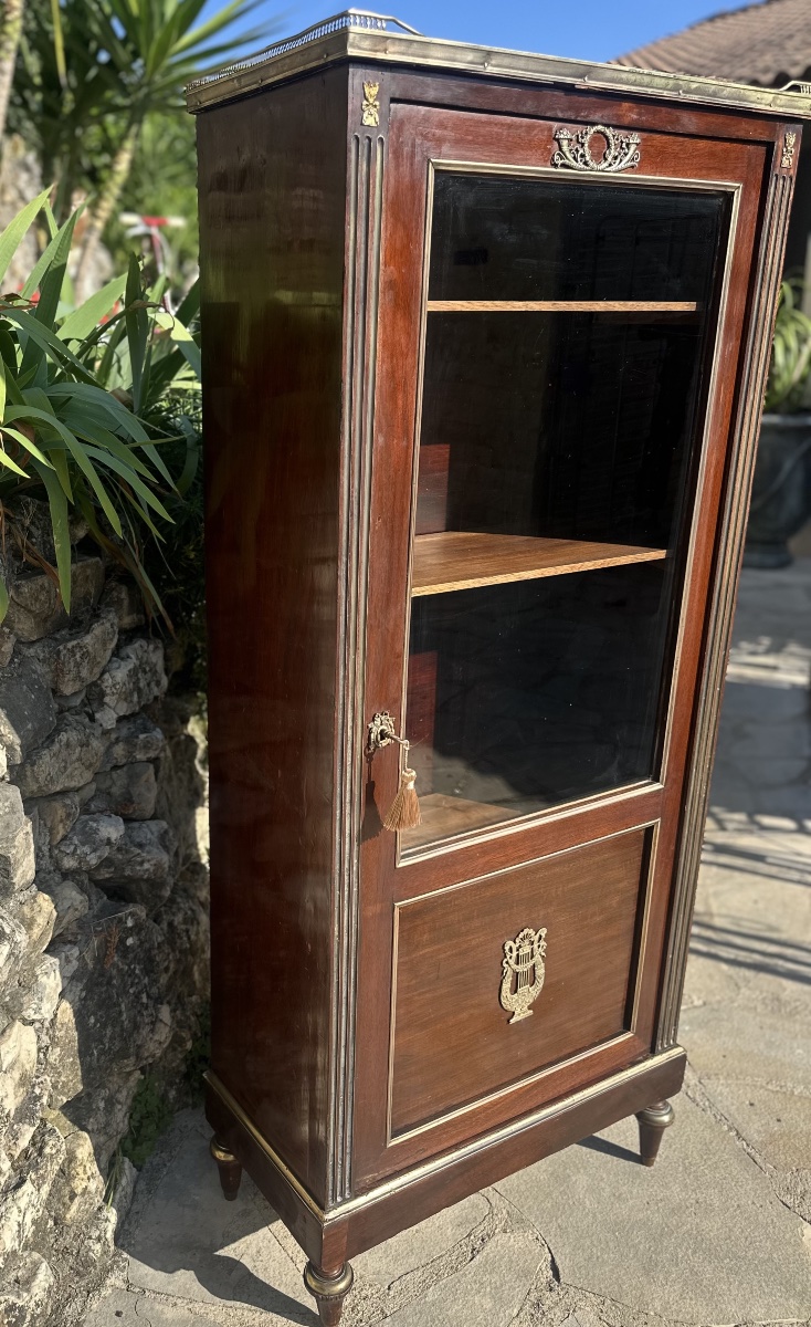Small Mahogany Display Case In The Louis XVI Style From The 19th Century.-photo-4