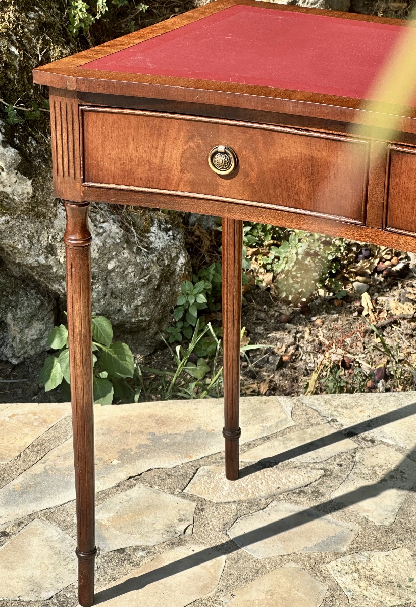 Mahogany Desk With Mahogany Veneer In The Louis XVI Style, 20th Century.-photo-3