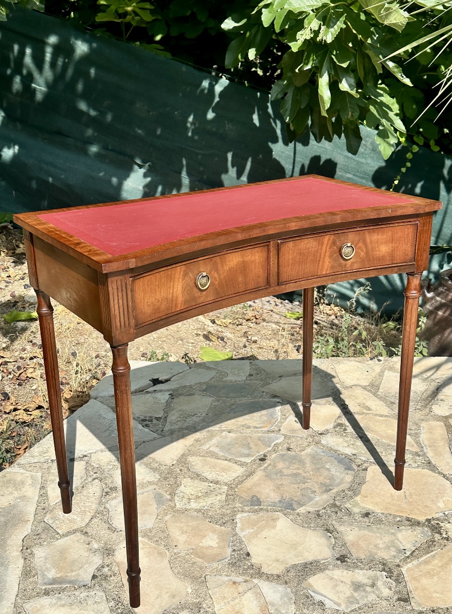 Mahogany Desk With Mahogany Veneer In The Louis XVI Style, 20th Century.-photo-2