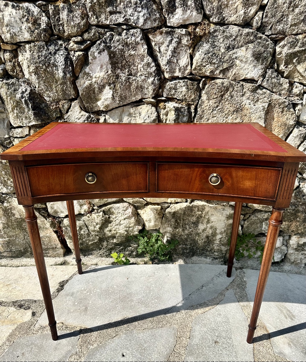 Mahogany Desk With Mahogany Veneer In The Louis XVI Style, 20th Century.-photo-3