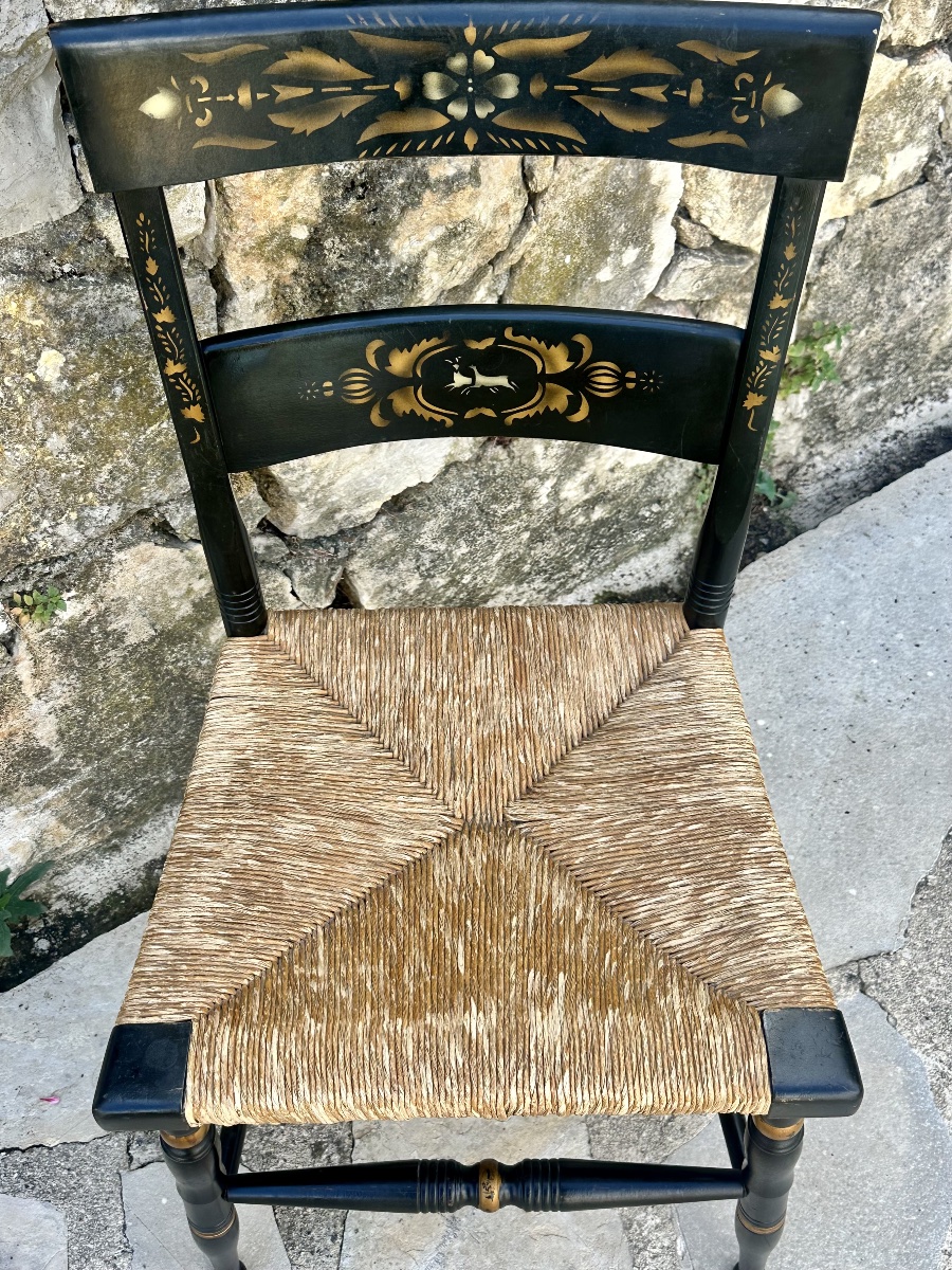 Painted Wooden Chair In The Hitchcock Style; 20th Century.-photo-2