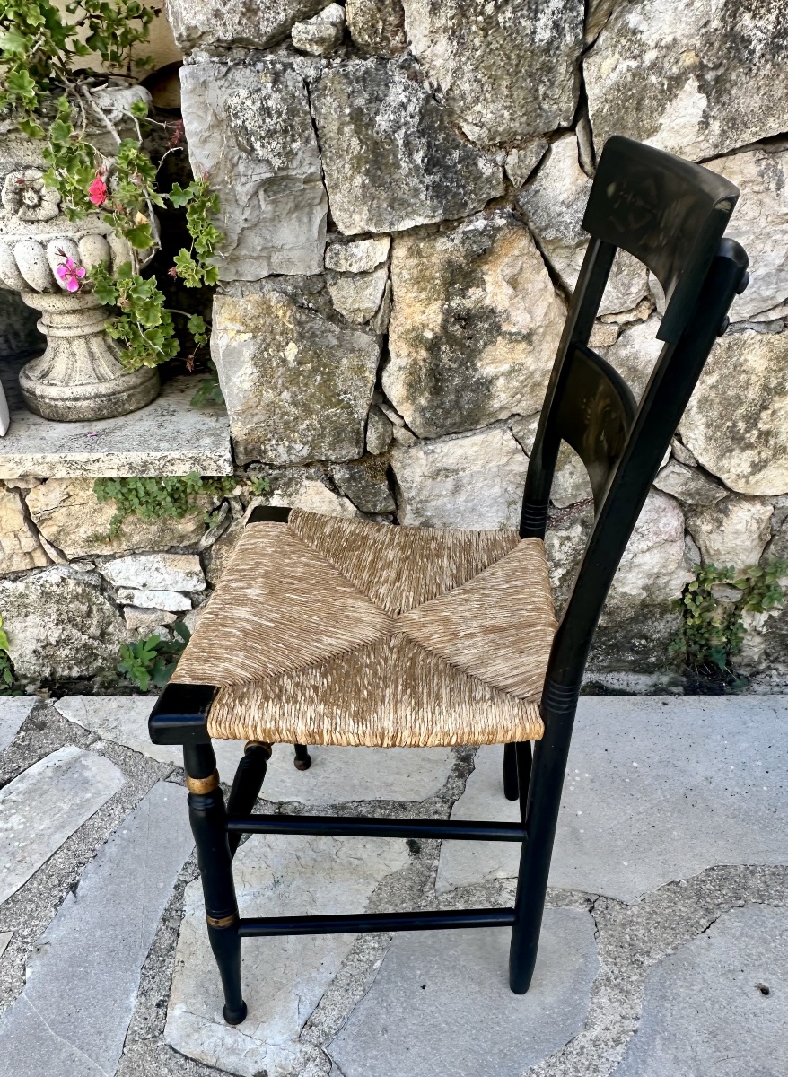 Painted Wooden Chair In The Hitchcock Style; 20th Century.-photo-1