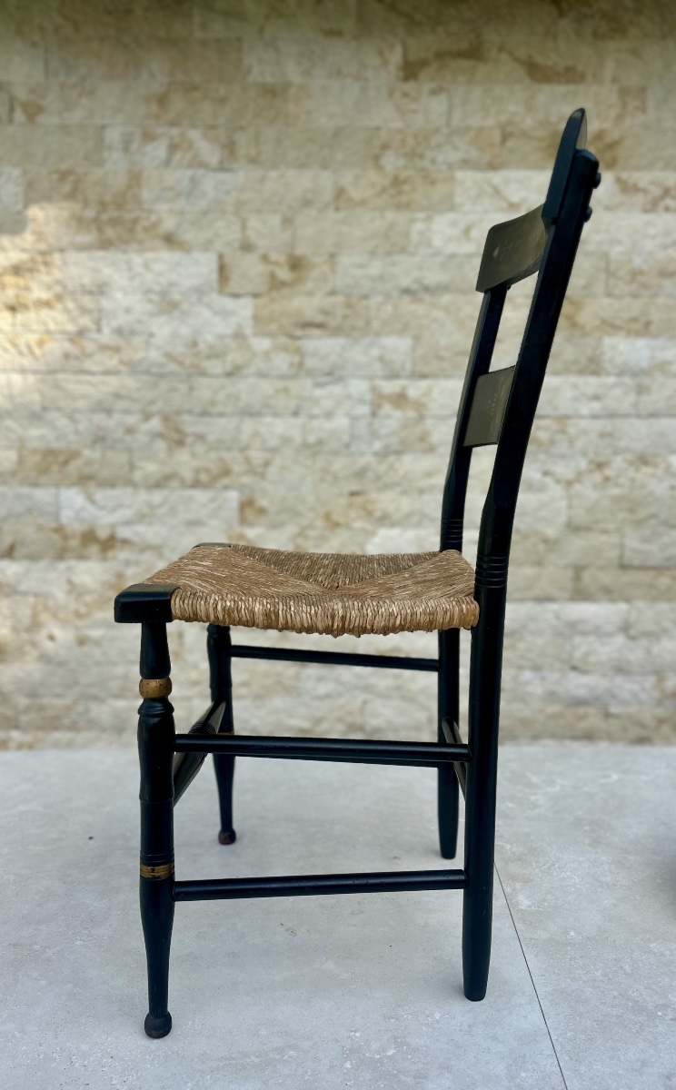Painted Wooden Chair In The Hitchcock Style; 20th Century.-photo-2