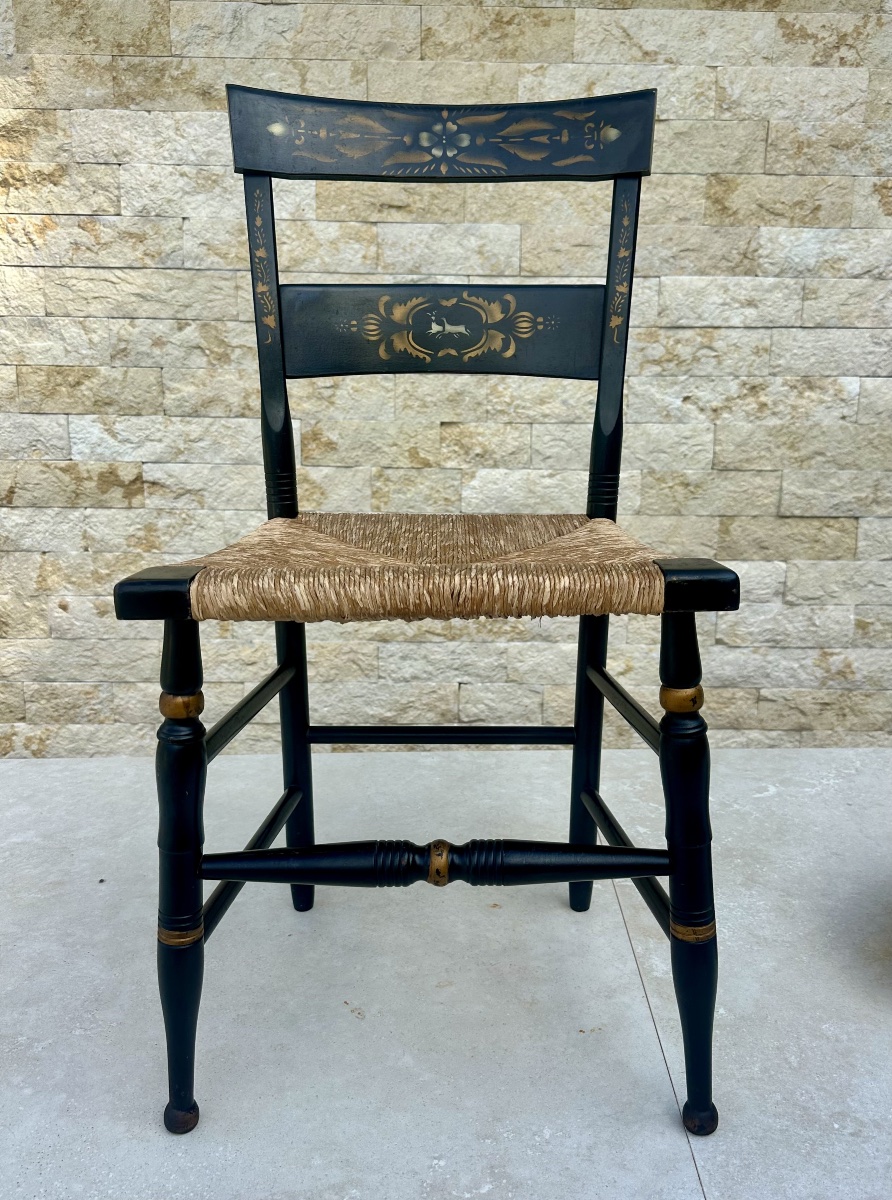 Painted Wooden Chair In The Hitchcock Style; 20th Century.-photo-4
