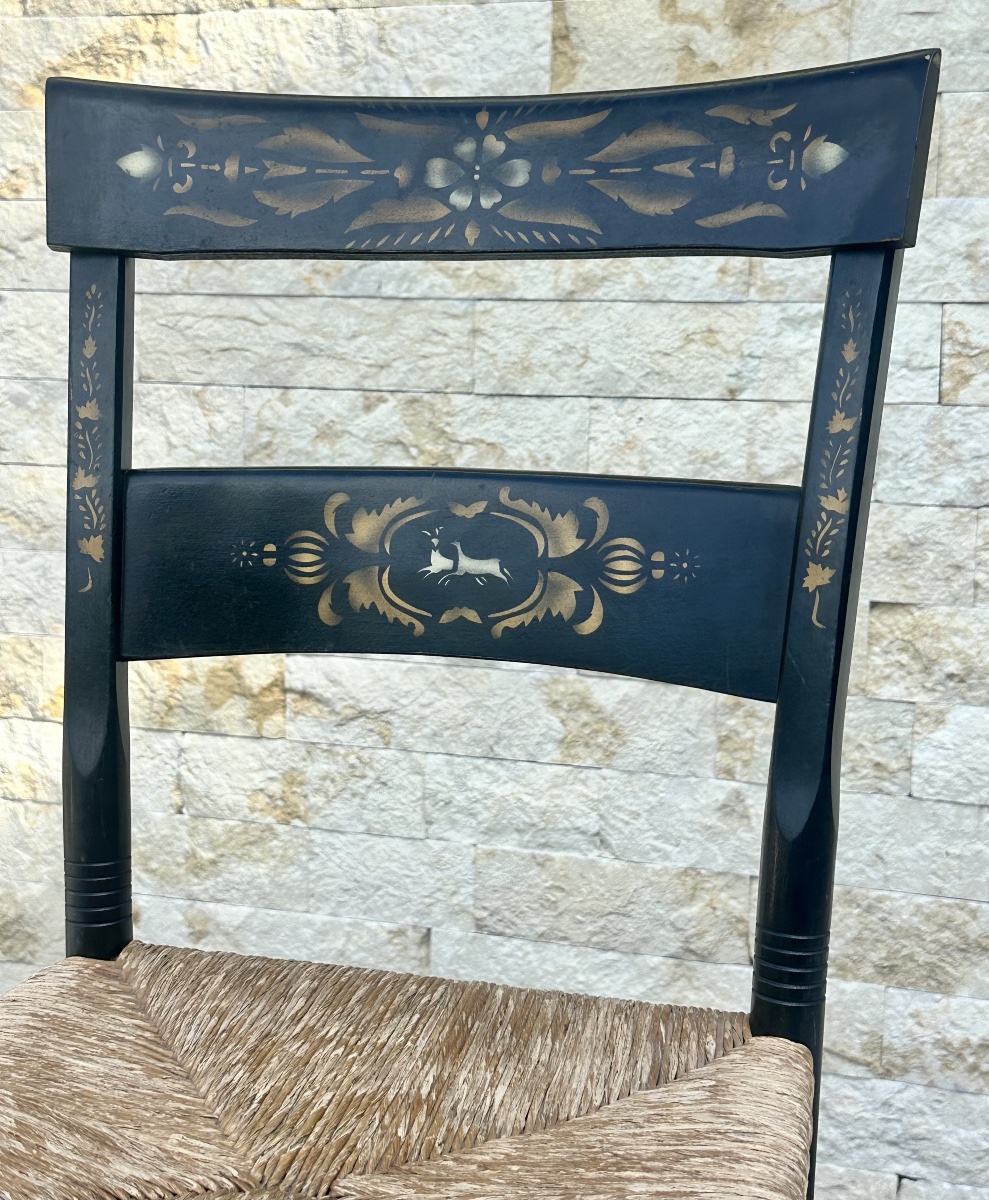 Painted Wooden Chair In The Hitchcock Style; 20th Century.-photo-5