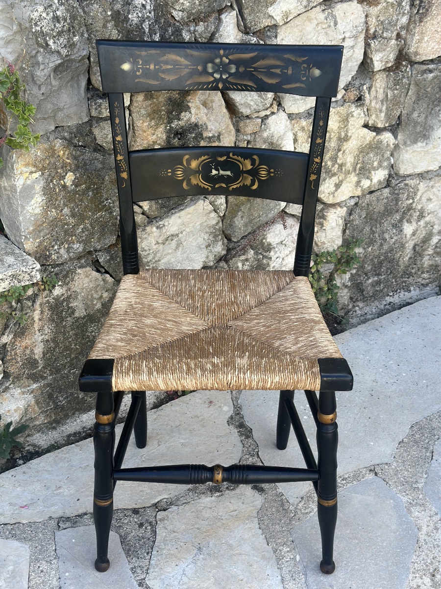 Painted Wooden Chair In The Hitchcock Style; 20th Century.-photo-7