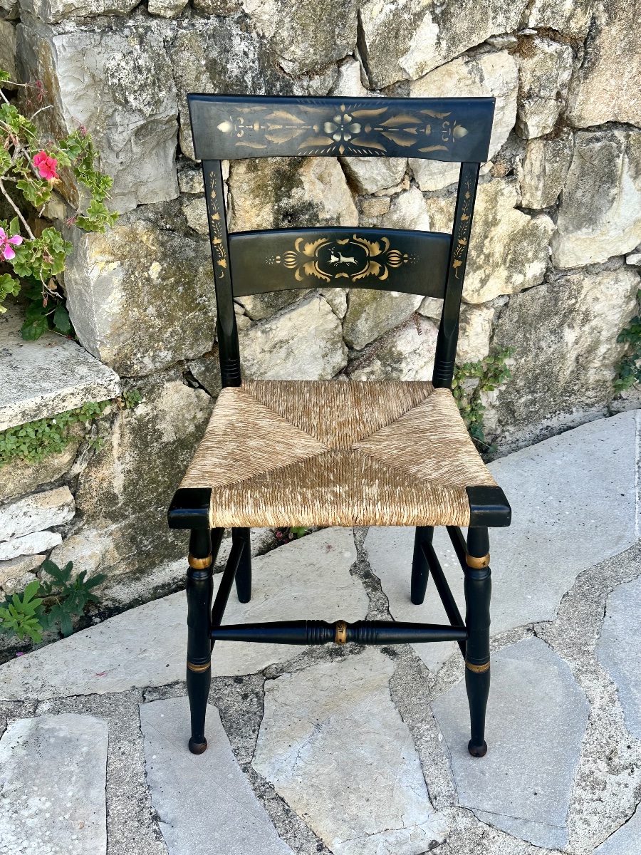 Painted Wooden Chair In The Hitchcock Style; 20th Century.