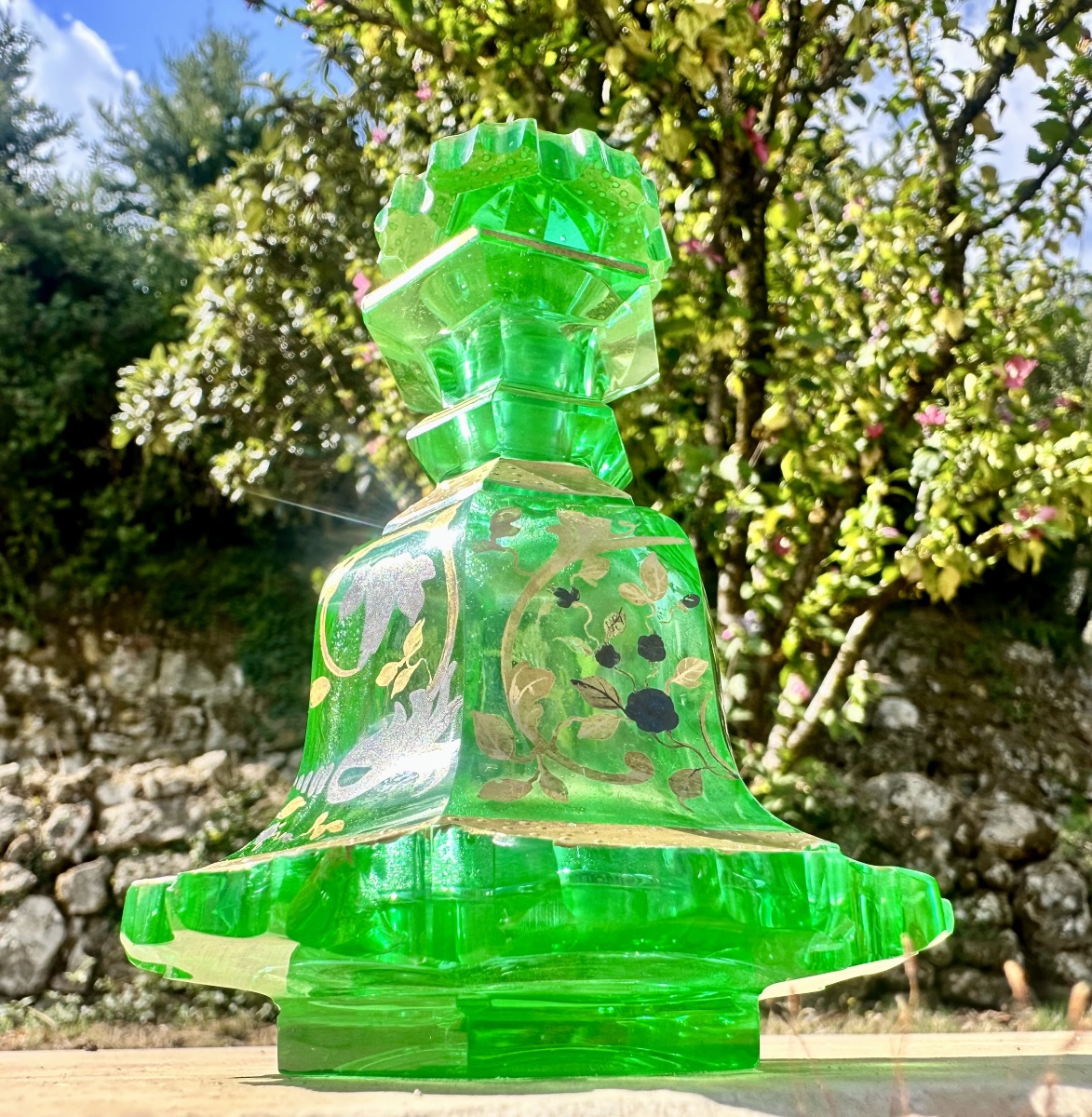 Antique Perfume Bottle Made Of “ouraline” Or “uranium Glass.” 19th Century.-photo-3