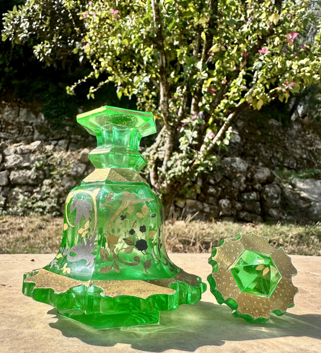 Antique Perfume Bottle Made Of “ouraline” Or “uranium Glass.” 19th Century.-photo-1