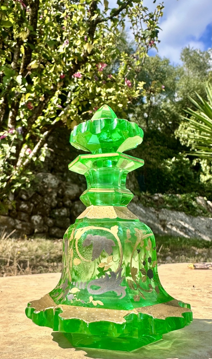 Antique Perfume Bottle Made Of “ouraline” Or “uranium Glass.” 19th Century.-photo-2
