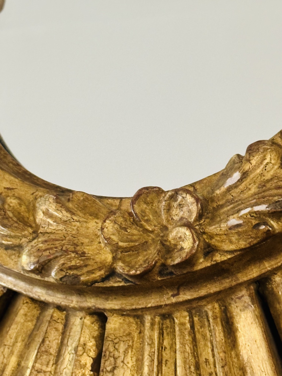 Large Sun Mirror In Gilded Carved Wood, 20th Century.-photo-3