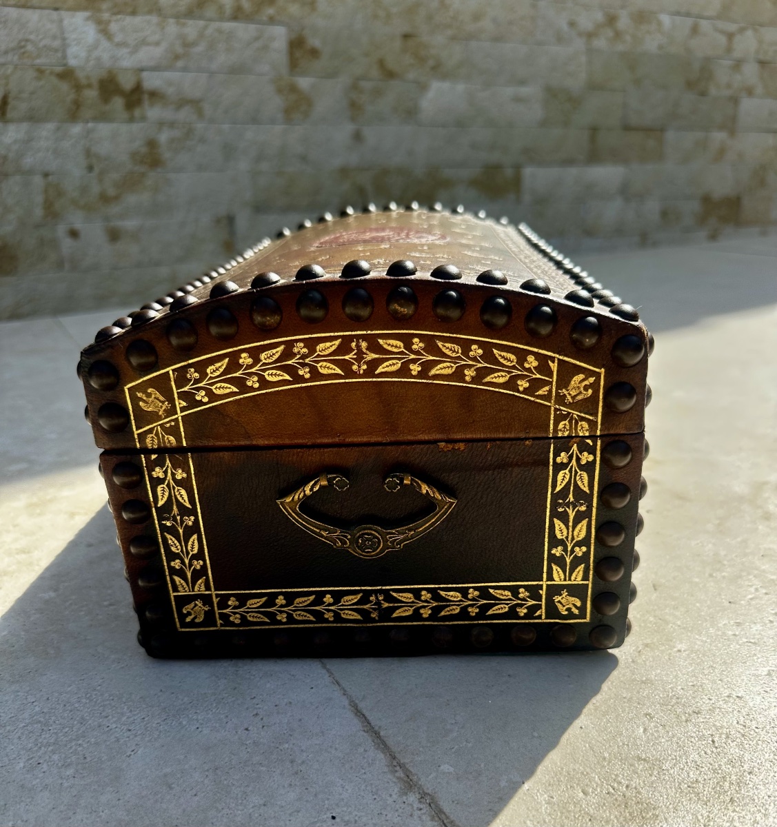 Studded Leather Box Bearing The "marquise De Sévigné Paris" Signature. Late 19th Century -photo-3