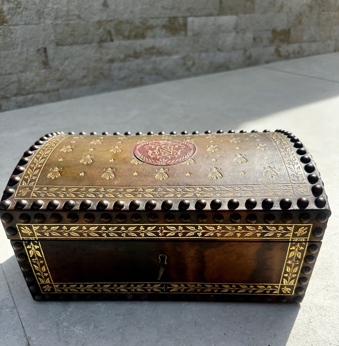 Studded Leather Box Bearing The "marquise De Sévigné Paris" Signature. Late 19th Century -photo-5