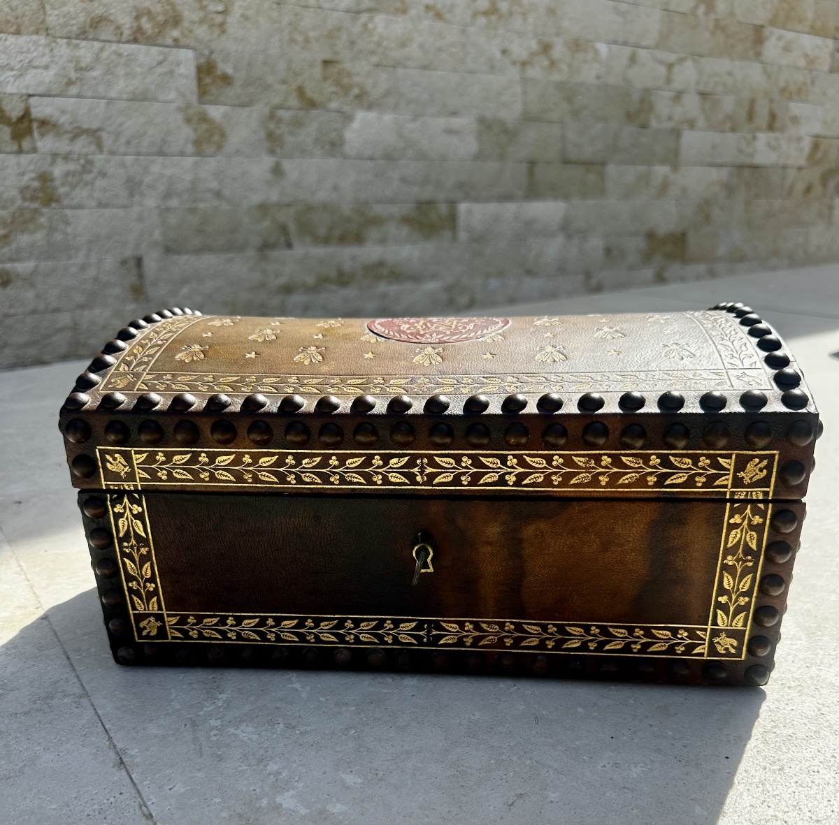 Studded Leather Box Bearing The "marquise De Sévigné Paris" Signature. Late 19th Century -photo-6