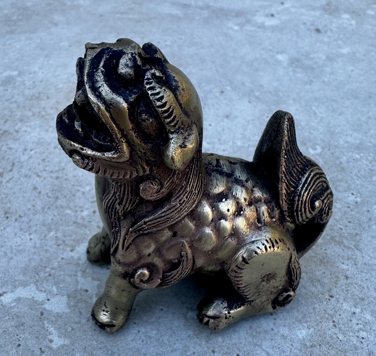 Statuette en Bronze Asiatique : Chien De Fo / Lion Gardien ( Shishi) XX eme siècle.-photo-4