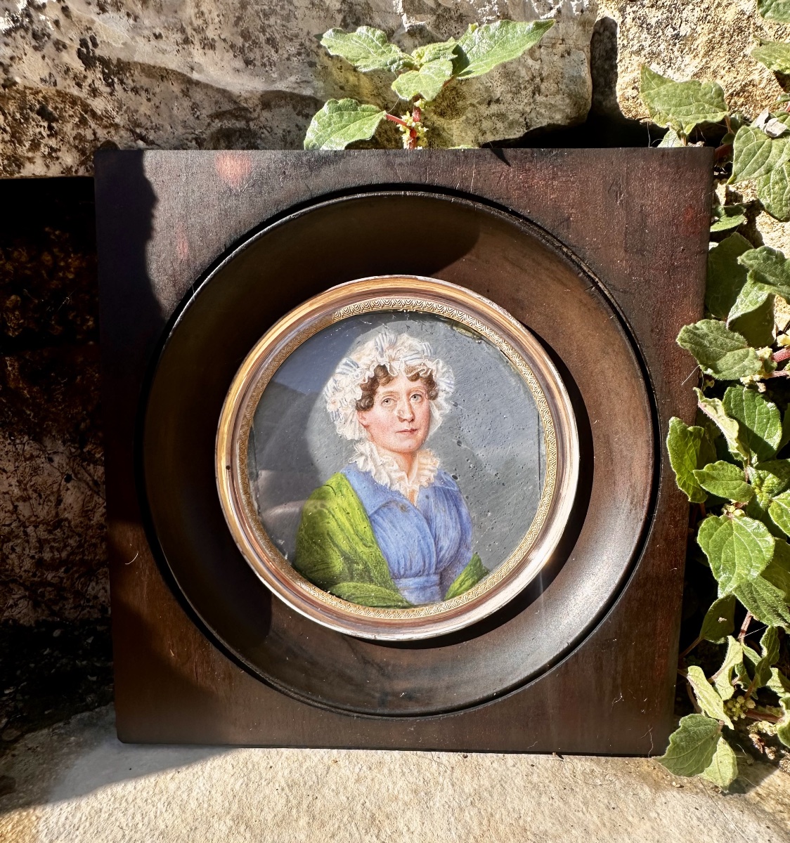 Portrait miniature de femme, vers 1810/1820. Époque Restauration .-photo-2