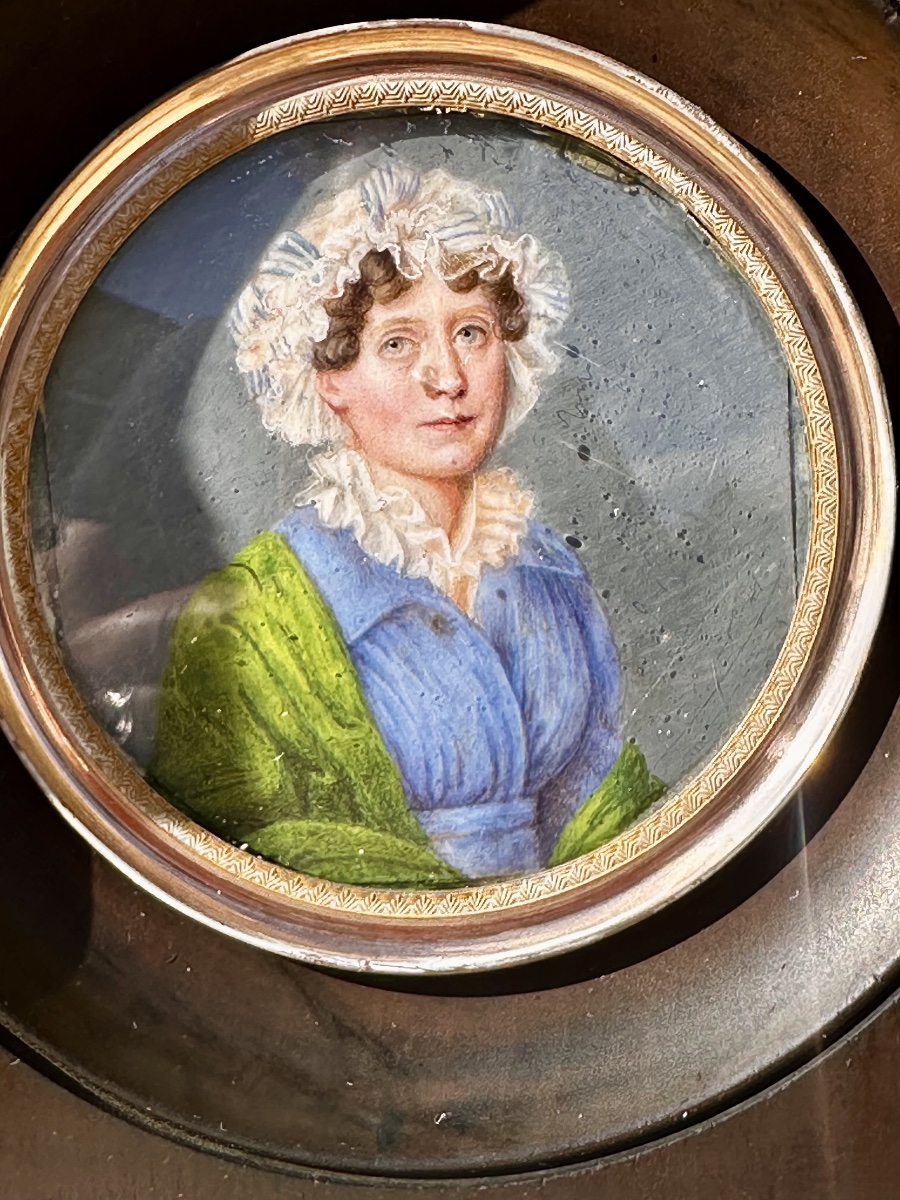 Portrait miniature de femme, vers 1810/1820. Époque Restauration .-photo-3