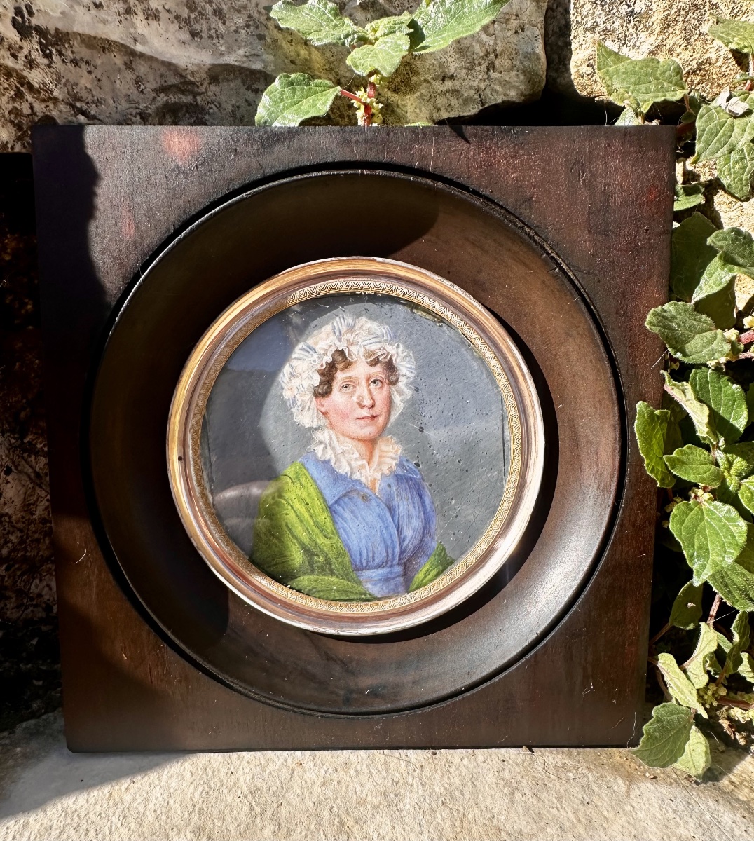 Portrait miniature de femme, vers 1810/1820. Époque Restauration .