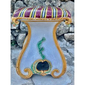 Tabouret De Jardin En Céramique Italienne époque XXeme Siècle 