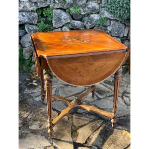 Center Table Decorated With Marquetry Of Leaves And Flowers In Louis XVI Style 19th Century