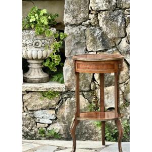 Small Louis XV Style Marquetry Pedestal Table, 20th Century..