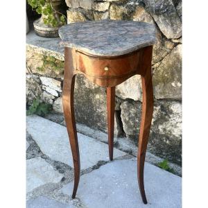 A Louis XV-style Folding Table With Precious Wood Marquetry, 19th Century.