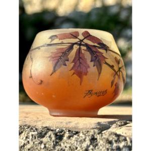 Miniature Frosted Glass Vase By Jean-simon Peynaud. 20th Century.