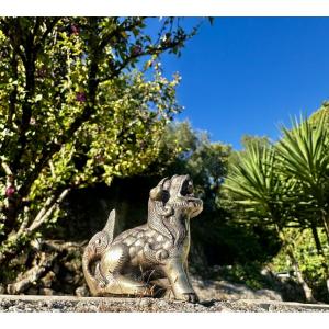 Asian Bronze Statuette: Dog Of Fo / Guardian Lion (shishi), 20th Century.