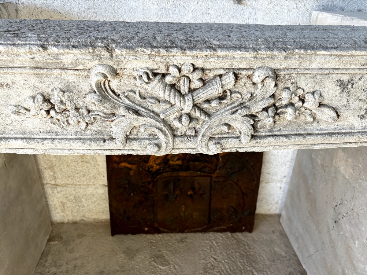 18th-century Limestone Fireplace-photo-2