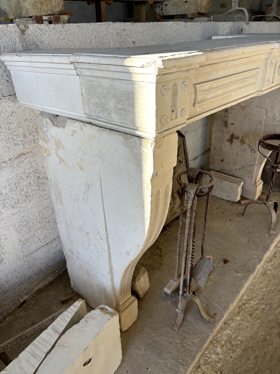 Louis XVI Style Limestone Fireplace-photo-2