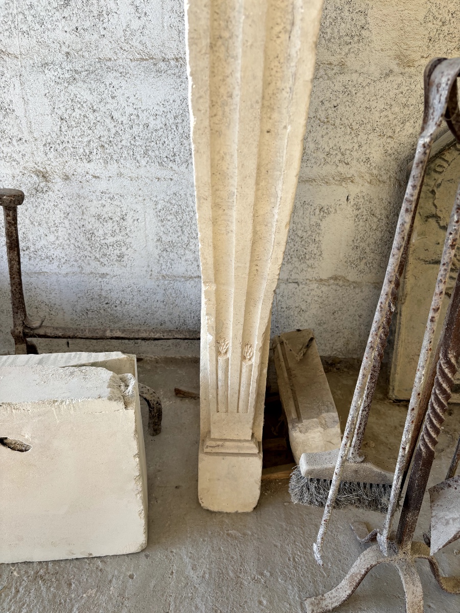 Louis XVI Style Limestone Fireplace-photo-3