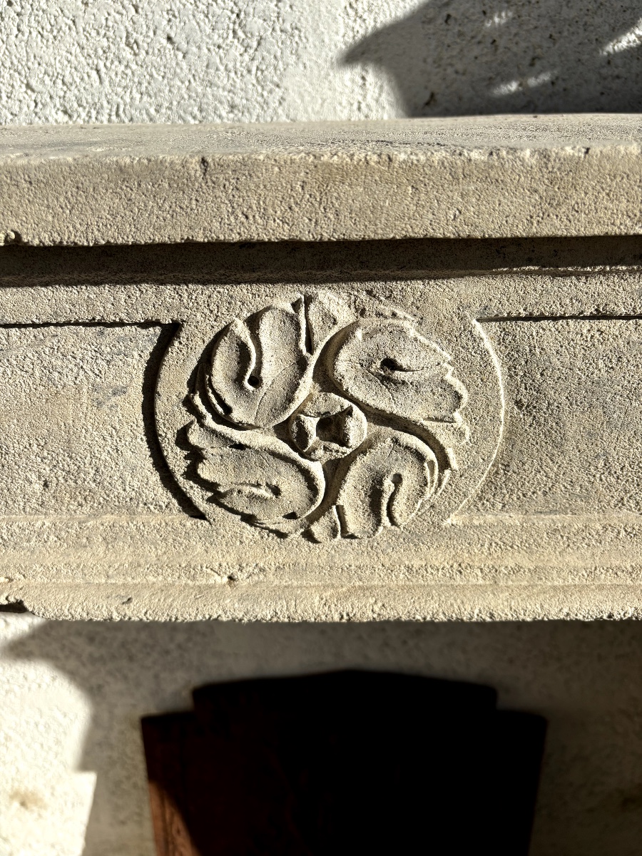 Louis XVI Style Limestone Fireplace-photo-3