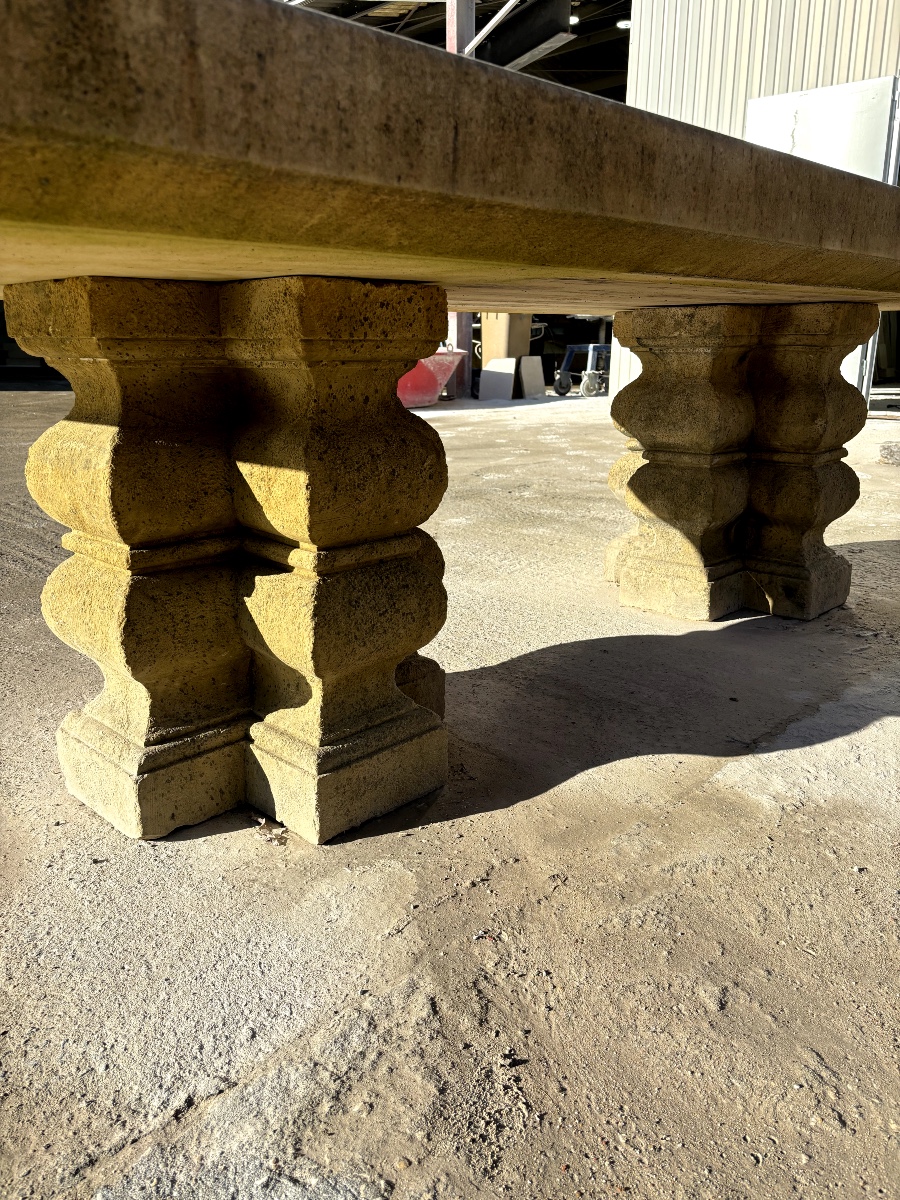 Re-edition Of A 17th-century Stone Table In Limestone-photo-2