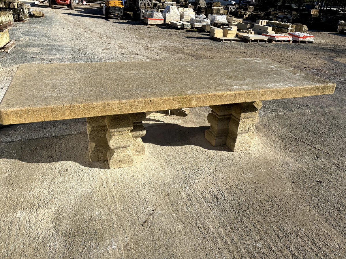 Re-edition Of A 17th-century Stone Table In Limestone