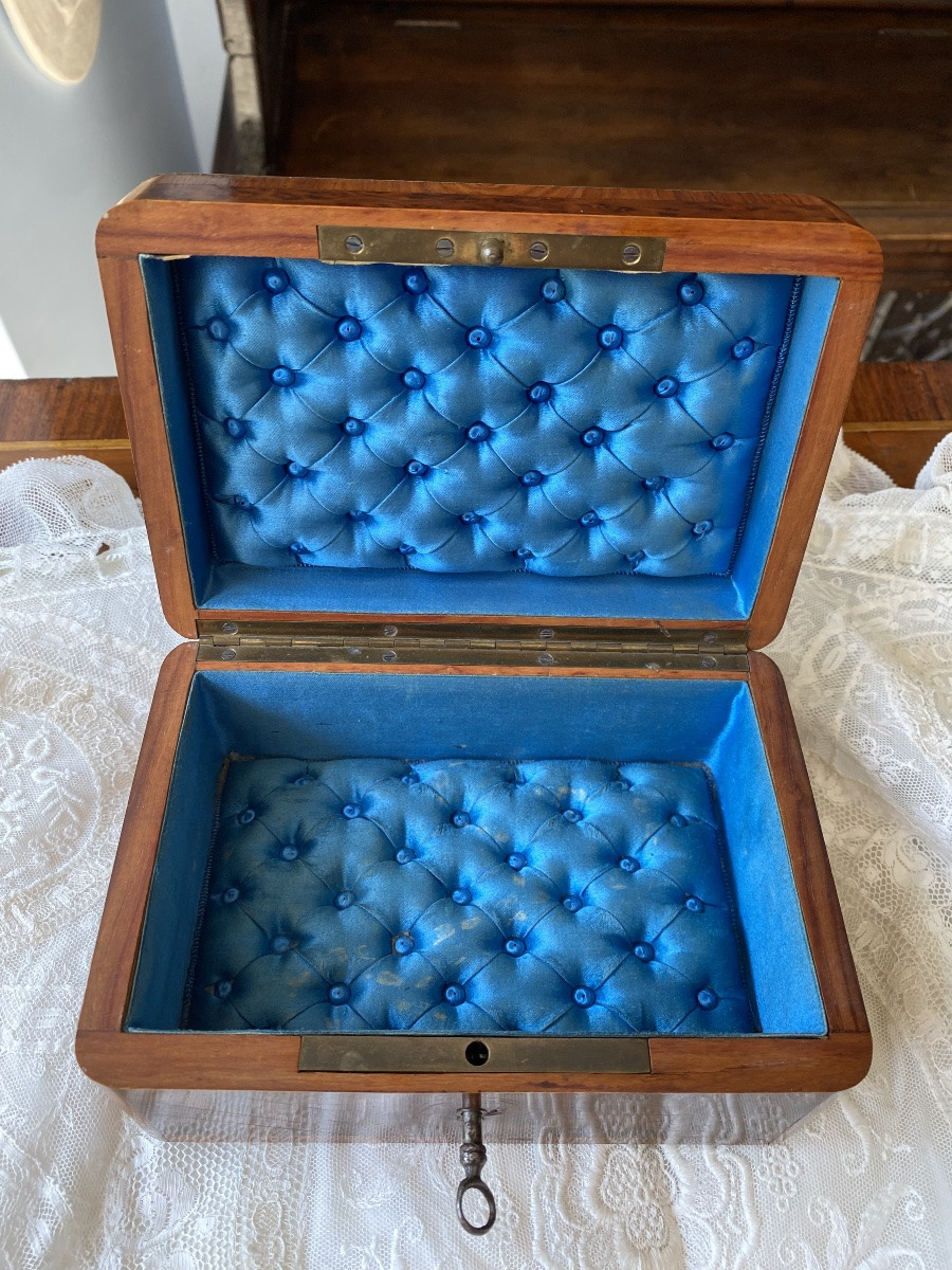 Coffret à bijoux en bois de placage de loupe de noyer, marqueterie Boulle Napoléon III-photo-3