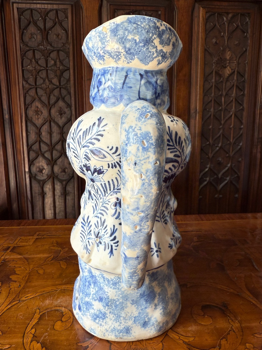 Jacquot Anthropomorphic Pitcher In Blue Glazed Earthenware, Delft, Late 18th Century, Early 19th Century-photo-2