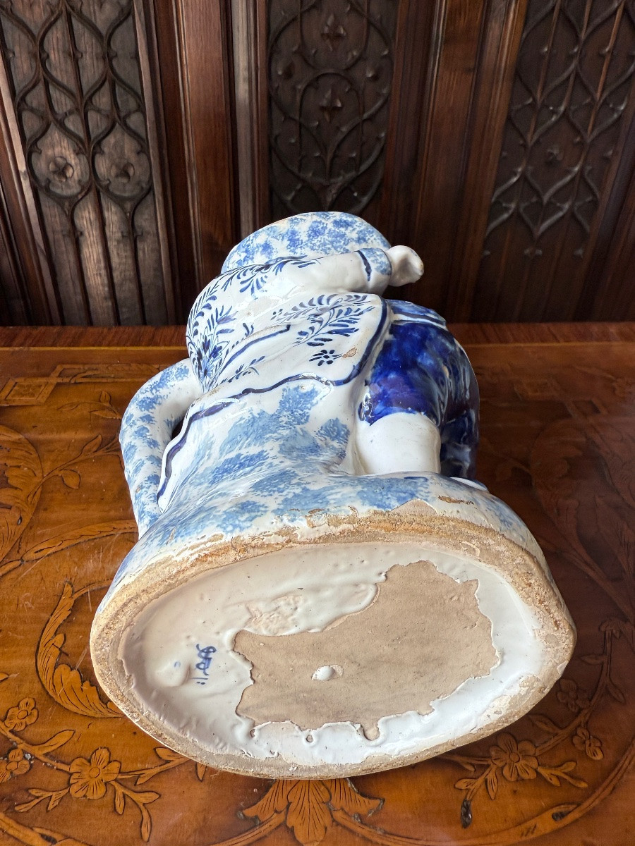 Jacquot Anthropomorphic Pitcher In Blue Glazed Earthenware, Delft, Late 18th Century, Early 19th Century-photo-6