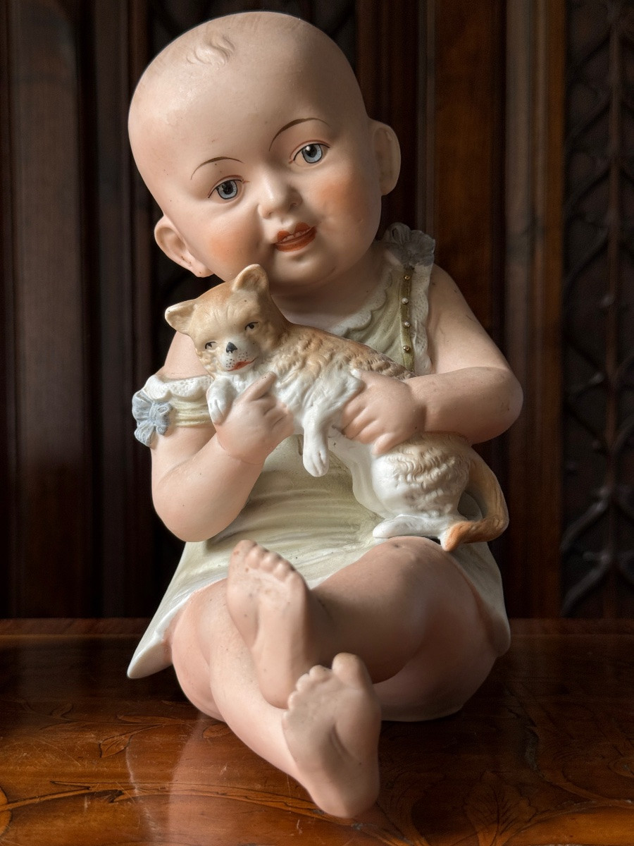 Paire de Bébés Piano en biscuit- figurine décorative - Allemagne fin XIXe siècle-photo-6