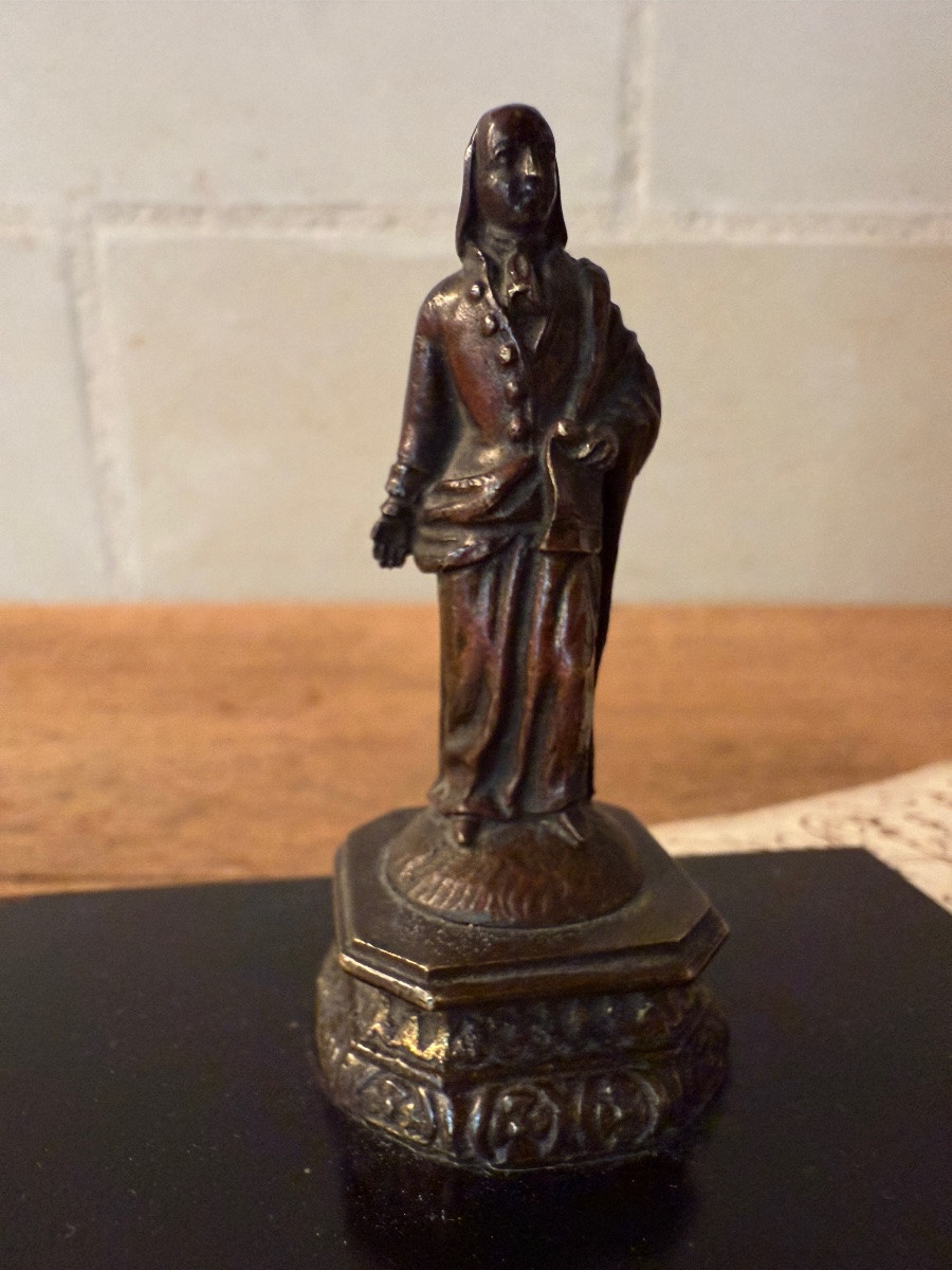Bronze Figurine Paperweight Of Napoleon I, Marble Base, 19th Century-photo-2