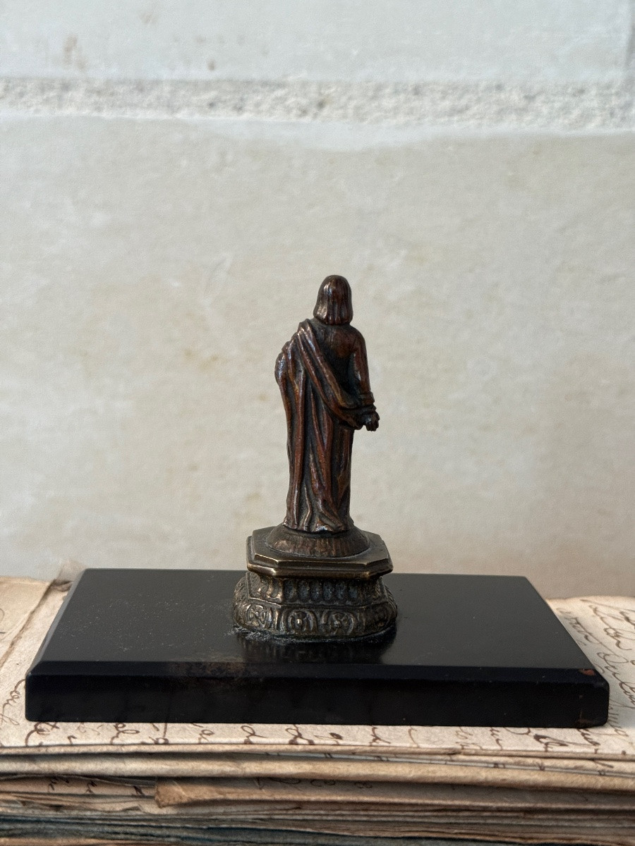 Bronze Figurine Paperweight Of Napoleon I, Marble Base, 19th Century-photo-6