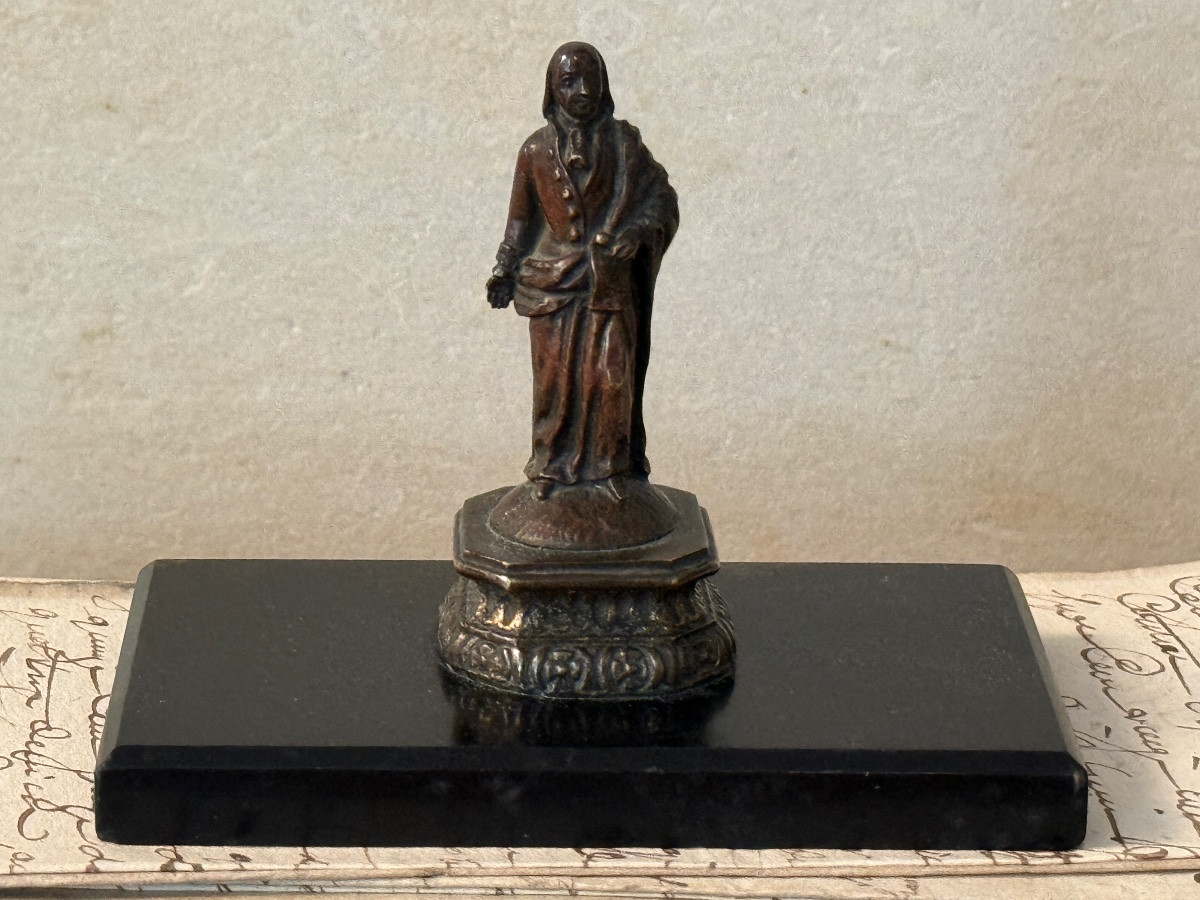 Bronze Figurine Paperweight Of Napoleon I, Marble Base, 19th Century-photo-7