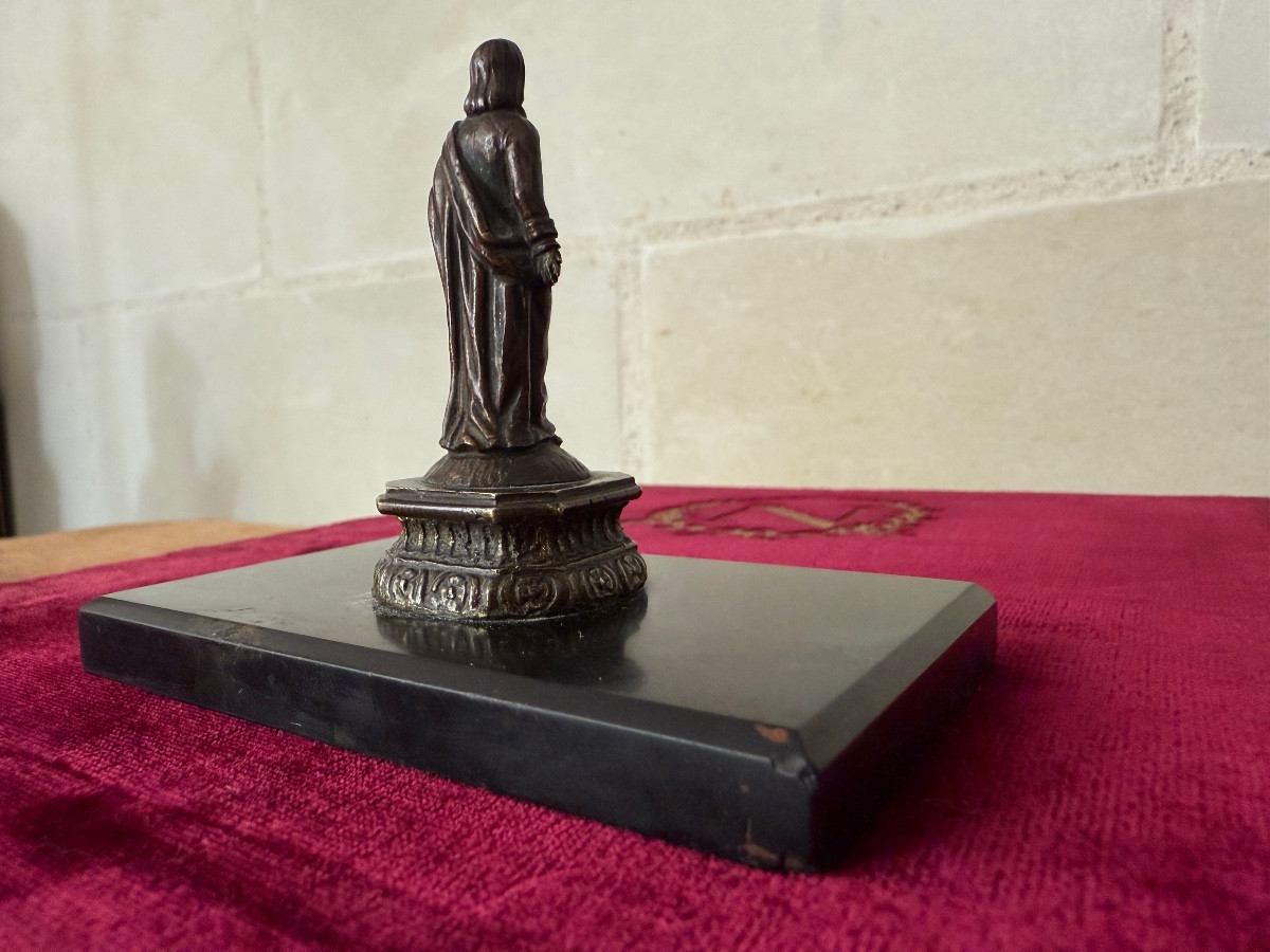 Bronze Figurine Paperweight Of Napoleon I, Marble Base, 19th Century-photo-8