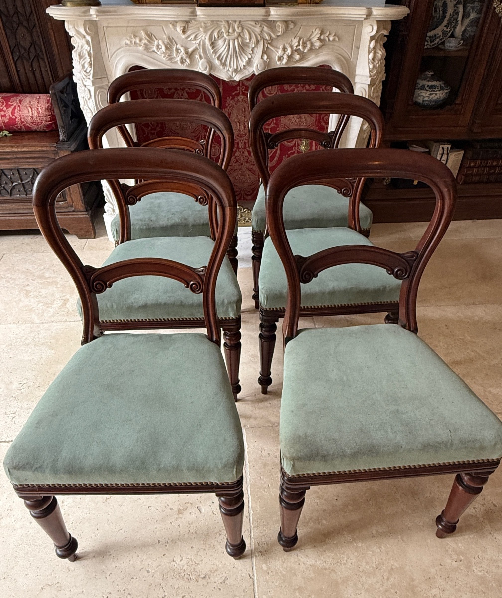 Set Of Six Solid Mahogany Dining Chairs - Victorian Period - 19th C - English - C. George & Co -photo-2