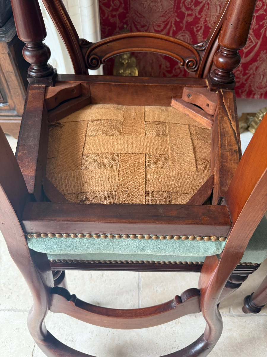 Set Of Six Solid Mahogany Dining Chairs - Victorian Period - 19th C - English - C. George & Co -photo-4
